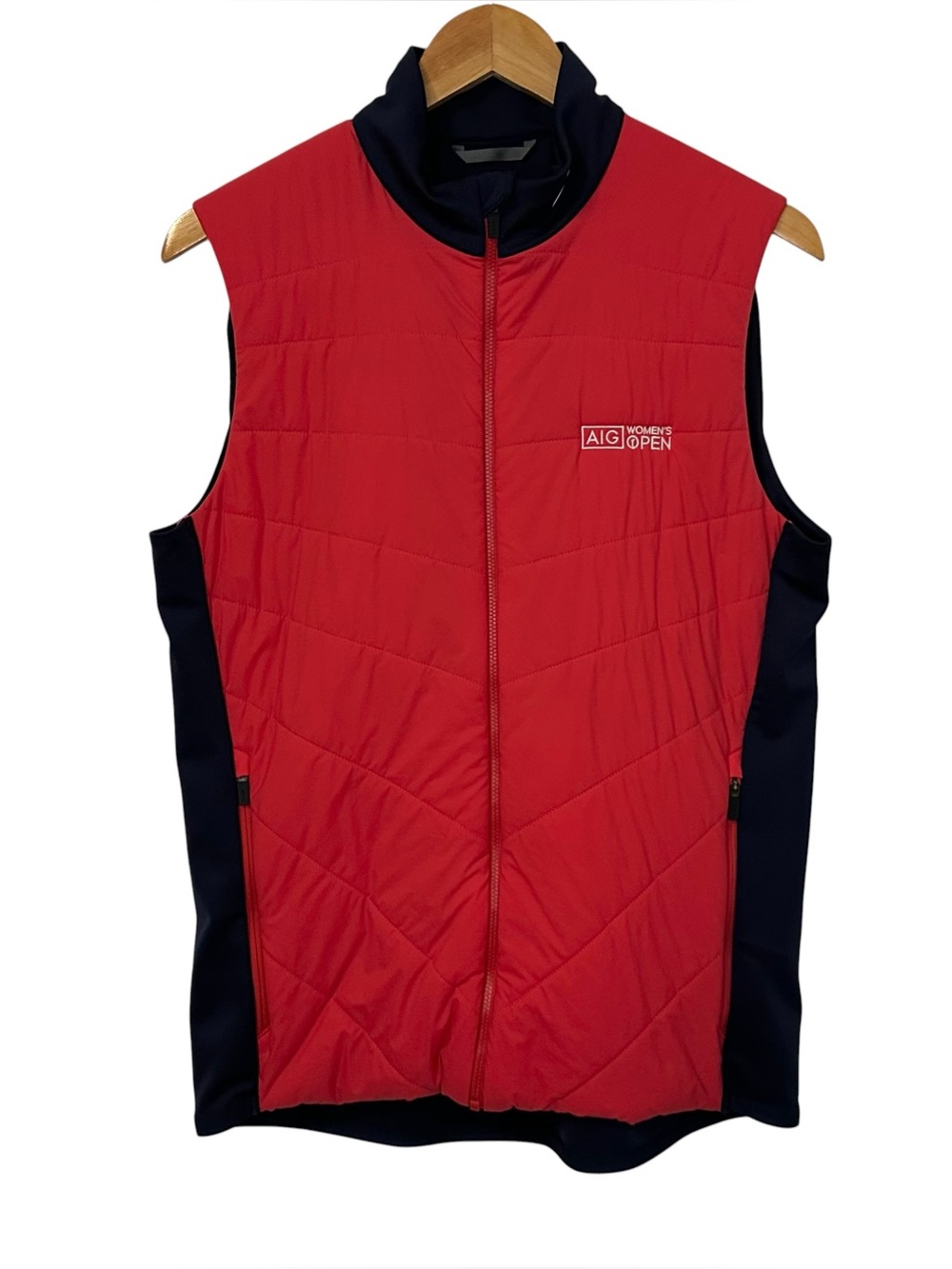 Kjus Men Release Vest Full Zip Sz 48 Small Red Blue Performance Golf Embroidered